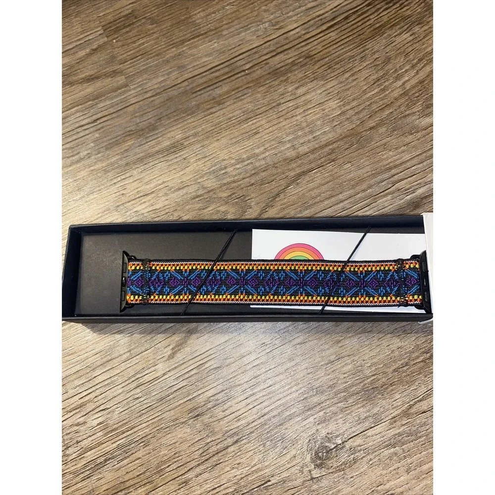 Tefeca Blue Embroidery Ethnic‎ Pattern Elastic Watch Band